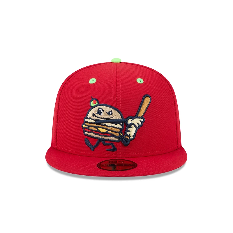 Casquette ajustée 59FIFTY Akron RubberDucks pour homme New Era Red