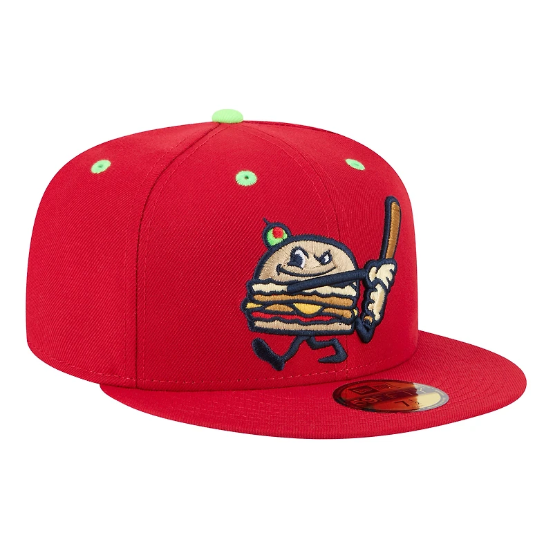 Casquette ajustée 59FIFTY Akron RubberDucks pour homme New Era Red