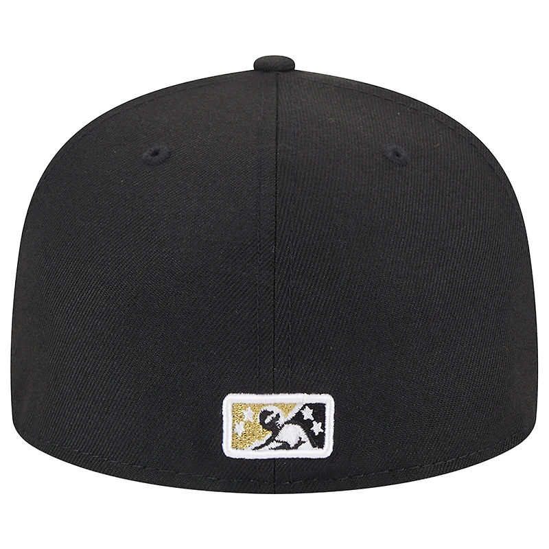 Casquette ajustée 59FIFTY Akron RubberDucks pour hommes New Era noire soirées à thème Choucroute Balls
