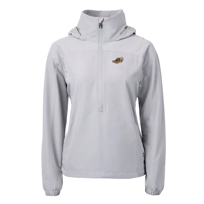 Women's Cutter & Buck Gray Akron RubberDucks Charter Eco Recycled Half-Zip Anorak Jacket