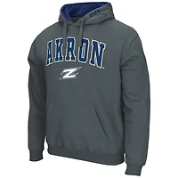 Chandail à capuchon Colosseum Charcoal Akron Zips Arch et Logo pour hommes