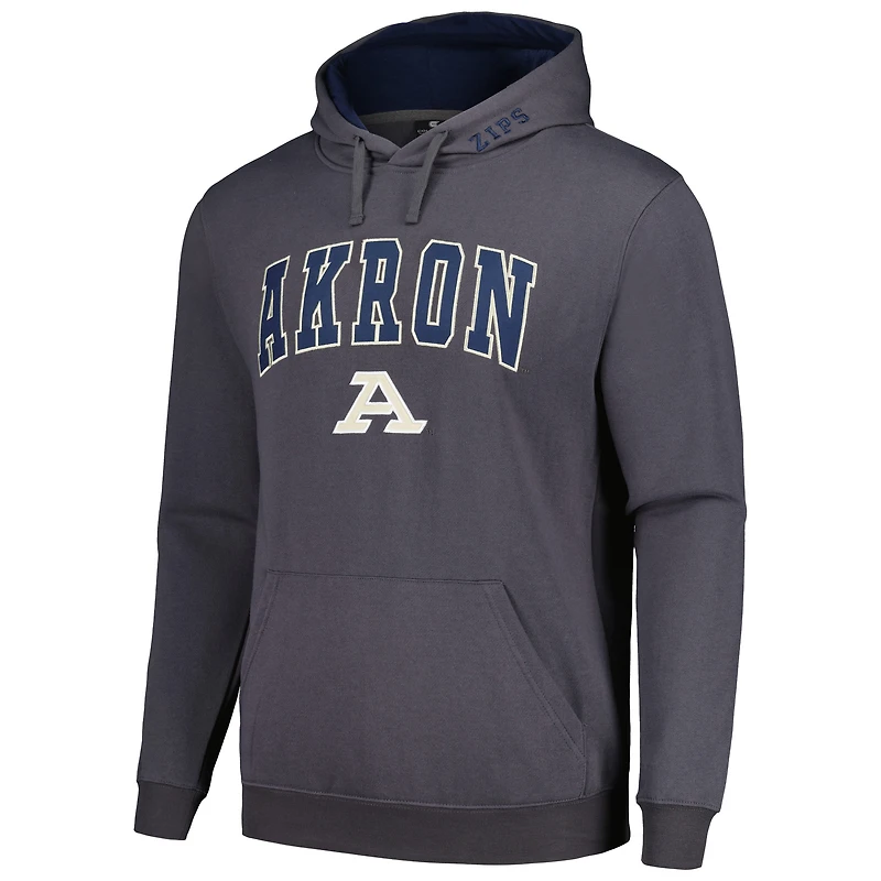 Chandail à capuchon Colosseum Charcoal Akron Zips Arch et Logo pour hommes