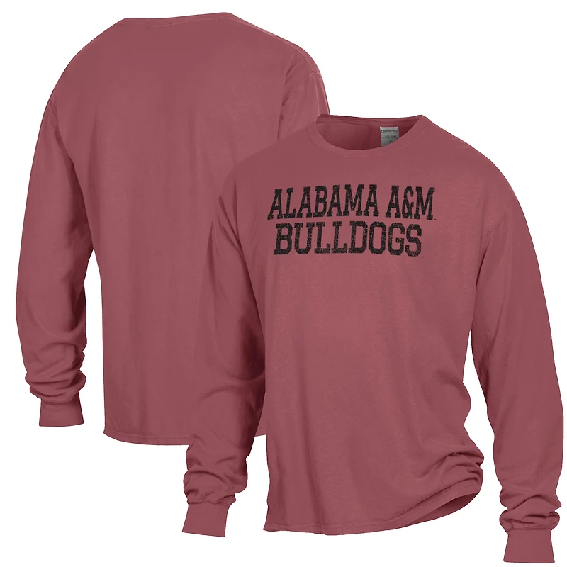 Men's ComfortWash Maroon Alabama A&M Bulldogs Stack Garment Dyed Long Sleeve T-Shirt