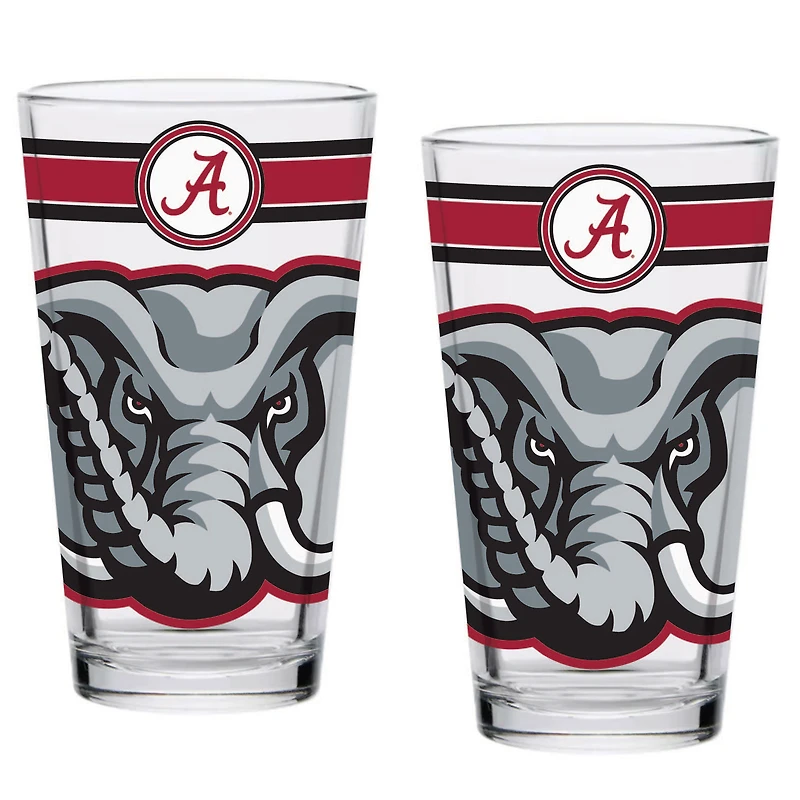 Lot de deux verres à pinte classiques Alabama Crimson Tide de 16 oz