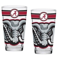 Lot de deux verres à pinte classiques Alabama Crimson Tide de 16 oz