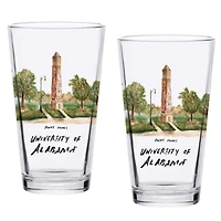 Lot de 2 pintes de 16 oz de l'Alabama Crimson Tide. Ensemble de bières universitaires Laura Wilcox