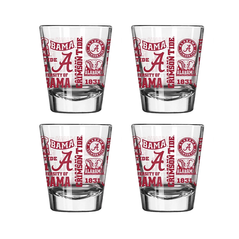 Lot de 4 verres à liqueur Alabama Crimson Tide de 56 ml