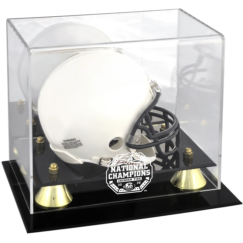 Vitrine de mini casque Golden Classic avec logo des champions nationaux des séries éliminatoires de football universitaire 2020 de l'Alabama Crimson Tide