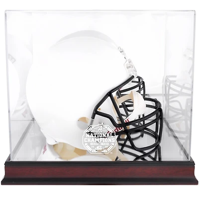 Vitrine de présentation de casque en acajou avec logo des champions nationaux des éliminatoires de football universitaire 2020 des Crimson Tide de l'Alabama