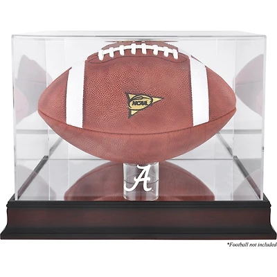 Vitrine de football Alabama Crimson Tide avec base en acajou et dos en miroir