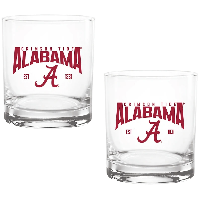 Lot de deux verres à whisky Established Rocks de 40 cl, Alabama Crimson Tide