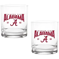 Lot de deux verres à whisky Established Rocks de 40 cl, Alabama Crimson Tide