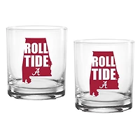 Alabama Crimson Tide, paquet de deux 14oz. Ensemble de verres de ville natale