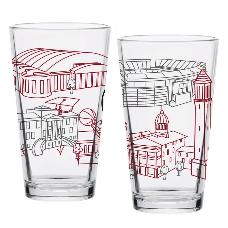 Alabama Crimson Tide, paquet de deux 16 oz. Ensemble de verres à pinte Campus Line Art