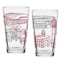 Alabama Crimson Tide, paquet de deux 16 oz. Ensemble de verres à pinte Campus Line Art