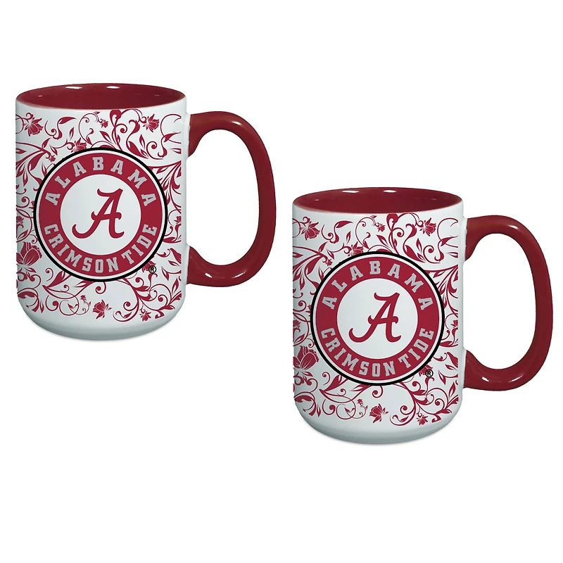Ensemble de deux tasses florales Alabama Crimson Tide