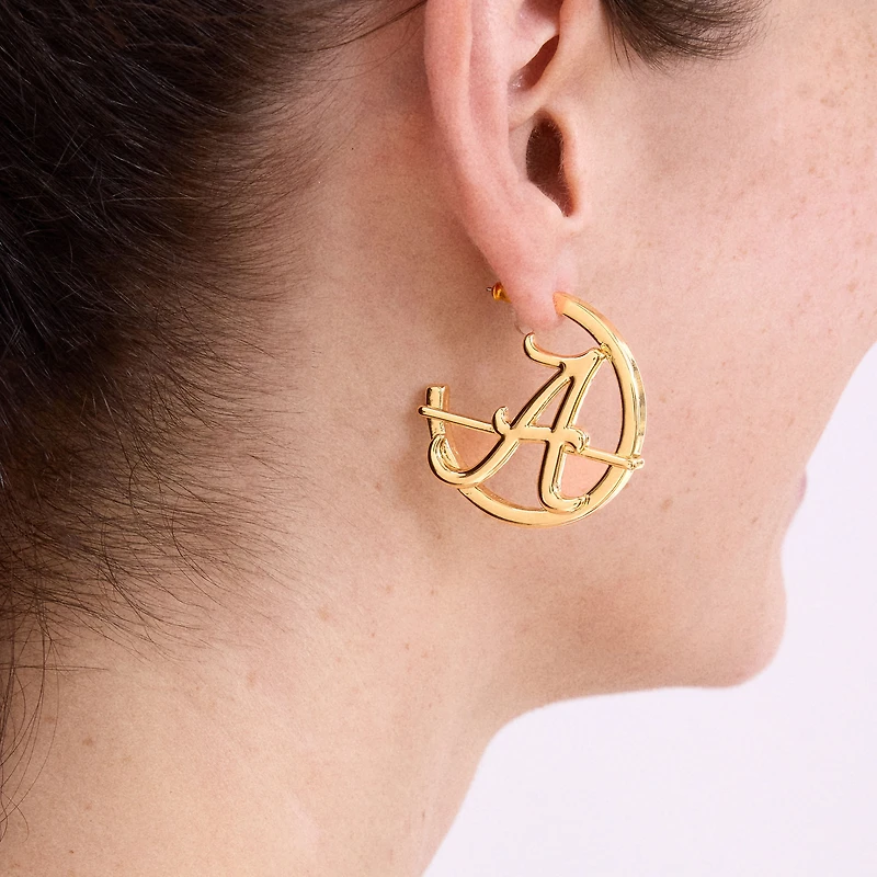 Boucles d'oreilles créoles BaubleBar Alabama Crimson Tide avec logo