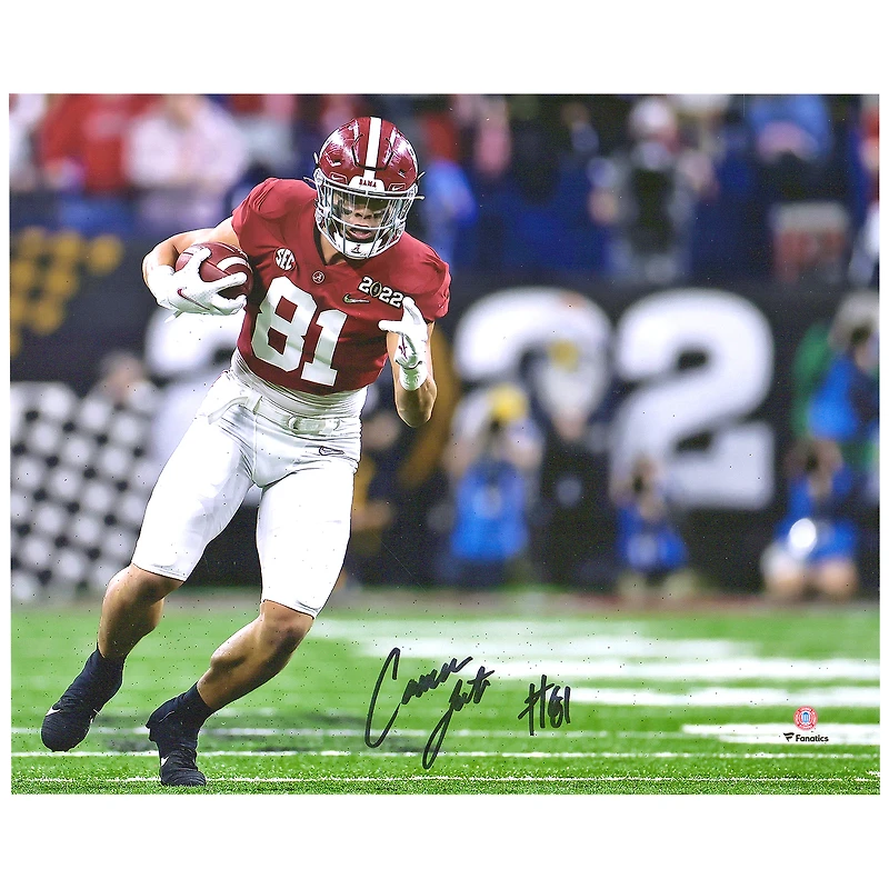 Photographie de course autographiée de 8" x 10" de Cameron Latu, Alabama Crimson Tide