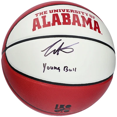 Ballon de basket-ball blanc autographié par Collin Sexton des Crimson Tide de l'Alabama avec inscription « Young Bull »
