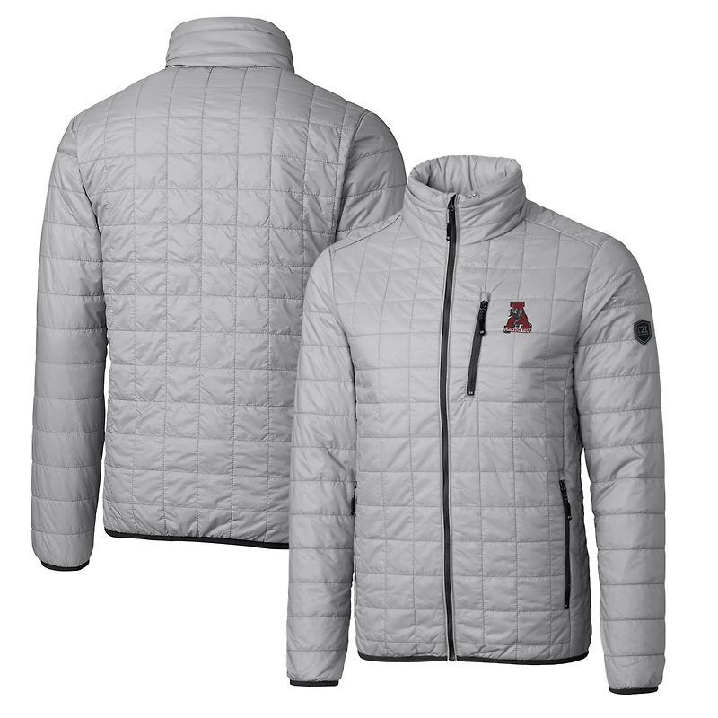 Veste matelassée isolante entièrement zippée Rainier PrimaLoft Eco avec logo de l'équipe principale l'Alabama Crimson Tide Cutter & Buck Gray