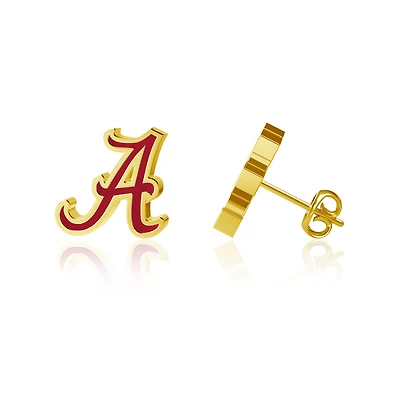 Dayna Designs Alabama Crimson Tide Gold-Plated Enamel Post Earrings