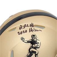 Casque Riddell Gold Heisman Speed ​​Mini autographié par DeVonta Smith Alabama Crimson Tide avec inscription « 2020 Heisman »