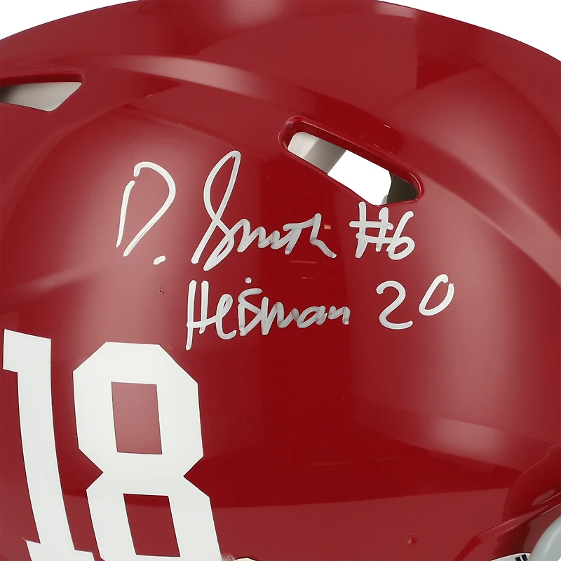 DeVonta Smith Alabama Crimson Tide Autographed Riddell Speed Authentic Helmet with "Heisman 20" Inscription