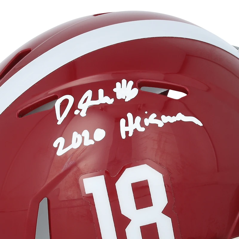Casque Riddell Speed ​​Mini autographié par DeVonta Smith de l'Alabama Crimson Tide avec inscription « 2020 Heisman »