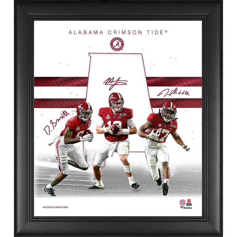 DeVonta Smith Mac Jones & Jaylen Waddle Alabama Crimson Tide Fac-similé Signatures Encadré 15'' x 17'' 2021 Franchise Foundations Collage