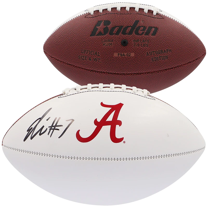 Ballon de football blanc autographié par Eli Ricks des Crimson Tide de l'Alabama