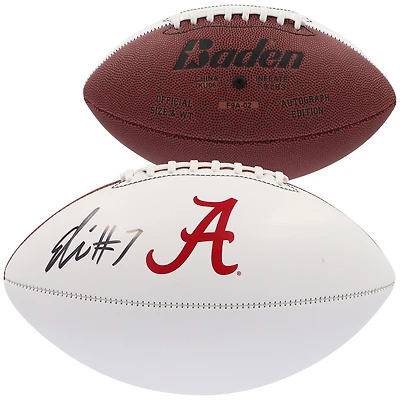 Ballon de football blanc autographié par Eli Ricks des Crimson Tide de l'Alabama