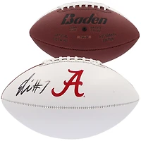 Ballon de football blanc autographié par Eli Ricks des Crimson Tide de l'Alabama