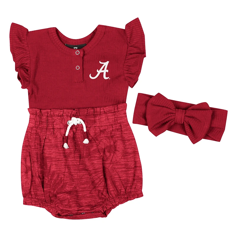Girls Newborn & Infant Colosseum  Crimson Alabama Tide Two-Piece Bodysuit and Headband Set