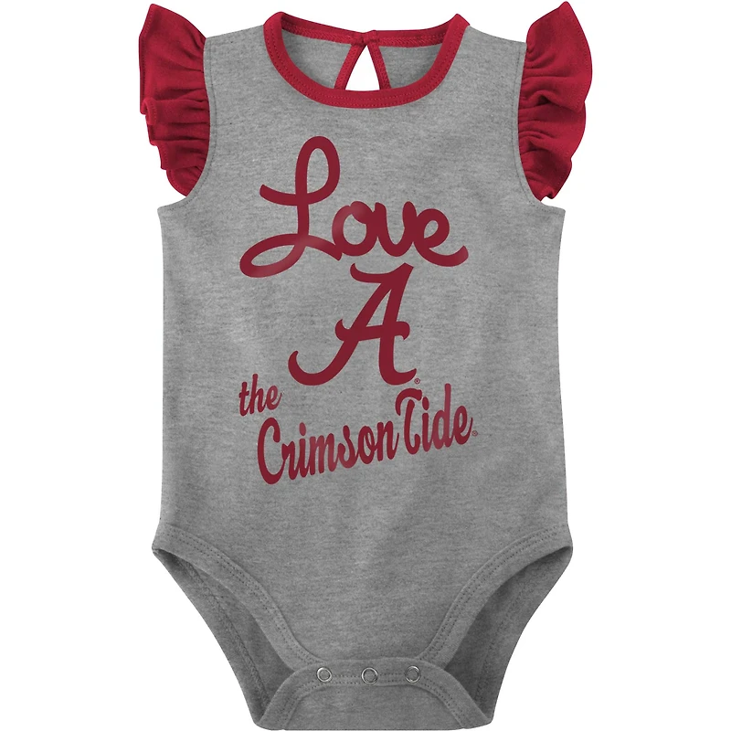 Lot de 2 bodys pour nouveau-nés et nourrissons cramoisi/gris Alabama Crimson Tide Spread the Love