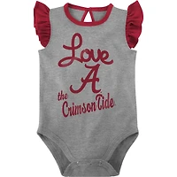 Lot de 2 bodys pour nouveau-nés et nourrissons cramoisi/gris Alabama Crimson Tide Spread the Love