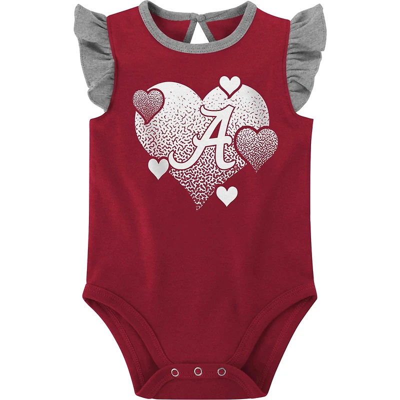 Lot de 2 bodys pour nouveau-nés et nourrissons cramoisi/gris Alabama Crimson Tide Spread the Love