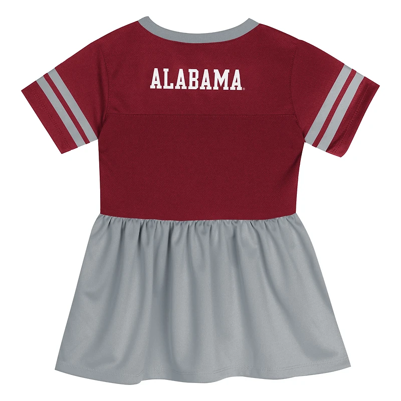 Robe en jersey tendance pour filles, motif Alabama Crimson Tide Stadium Lights, enfants d'âge préscolaire, couleur cramoisie/gris
