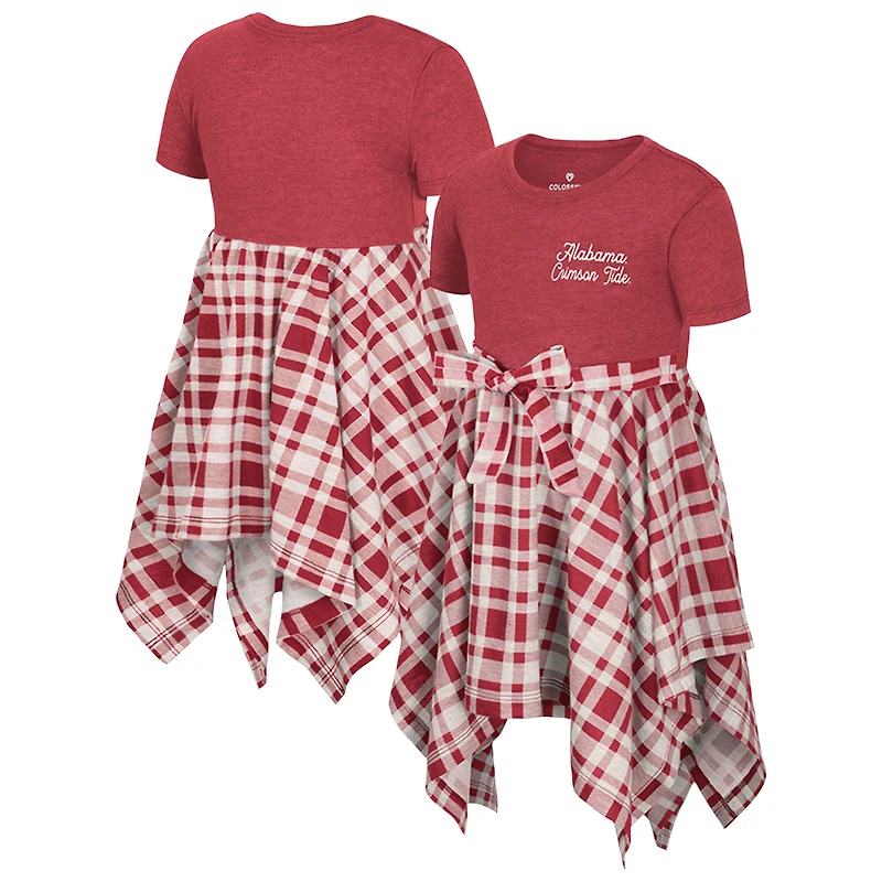 Robe à carreaux Marceline pour fille Colosseum Crimson Alabama Tide