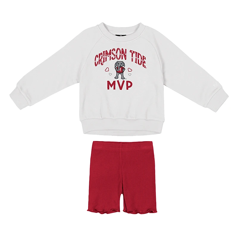 Ensemble sweat-shirt et short en polaire Beta Alabama Crimson Tide pour filles Colosseum blanc/cramoisi