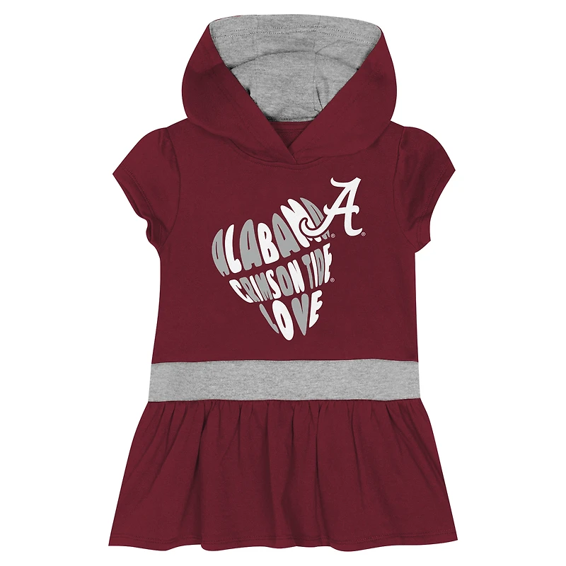 Robe à capuche en molleton français pour fille Crimson Alabama Tide Team Love
