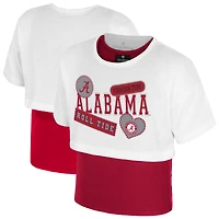 Girl's Youth Colosseum  White Alabama Crimson Tide Gale Cropped 2Fer Top