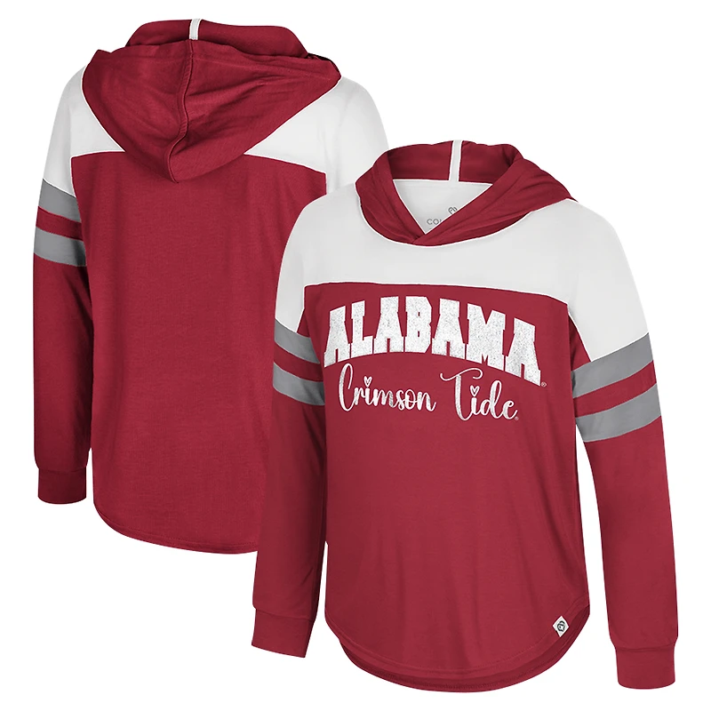 T-shirt à manches longues et capuche pour jeunes filles Colosseum Crimson Alabama Tide Reflection