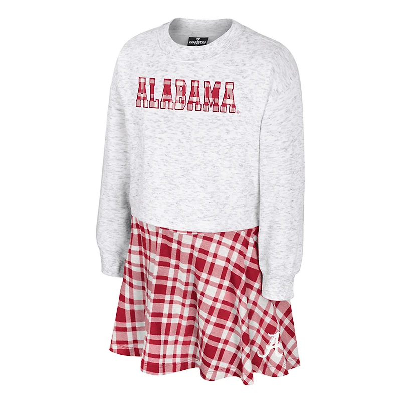 Girls Youth Colosseum Gray Alabama Crimson Tide Marceline Plaid Skirt and Top Set