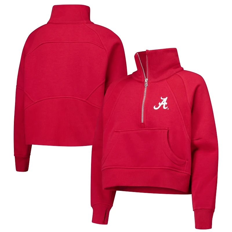 Sweat-shirt court en polaire à demi-zip pour filles Garb Crimson Alabama Tide Dawn Raglan