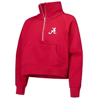 Sweat-shirt court en polaire à demi-zip pour filles Garb Crimson Alabama Tide Dawn Raglan