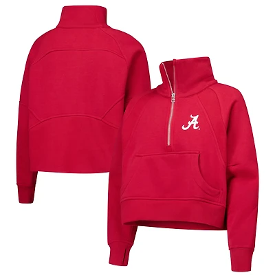 Sweat-shirt court en polaire à demi-zip pour filles Garb Crimson Alabama Tide Dawn Raglan