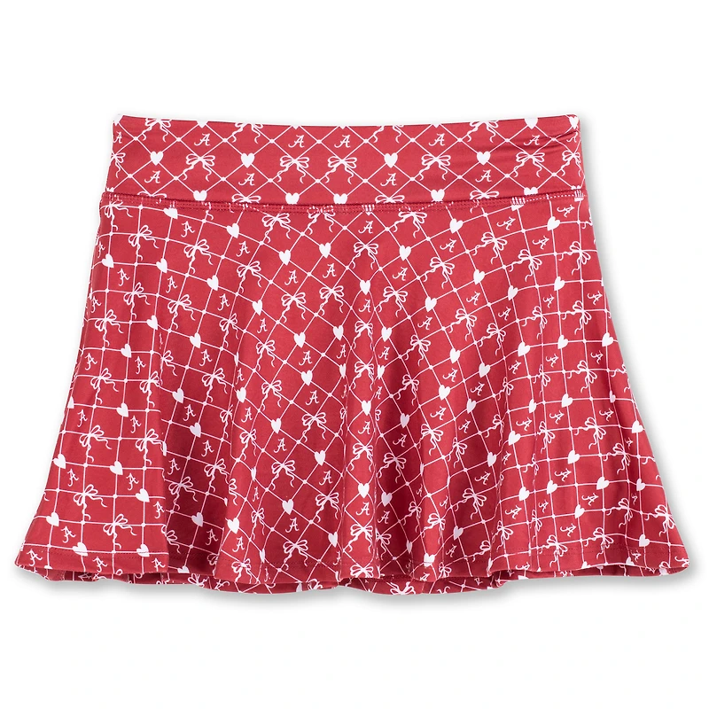 Jupe-short ZooZatz Crimson Alabama Tide pour filles, imprimé intégral, avec nœud et logo de l'équipe