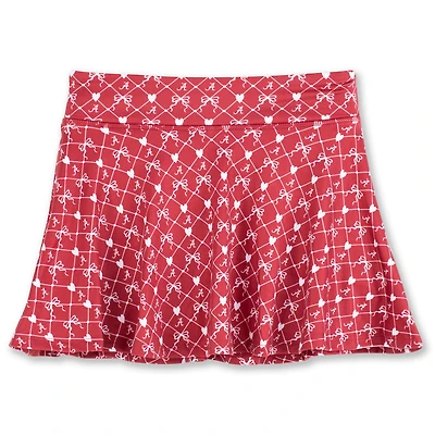 Jupe-short ZooZatz Crimson Alabama Tide pour filles, imprimé intégral, avec nœud et logo de l'équipe