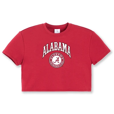 Girls Youth ZooZatz Crimson Alabama Tide Laurels Tri-Blend Cropped T-shirt