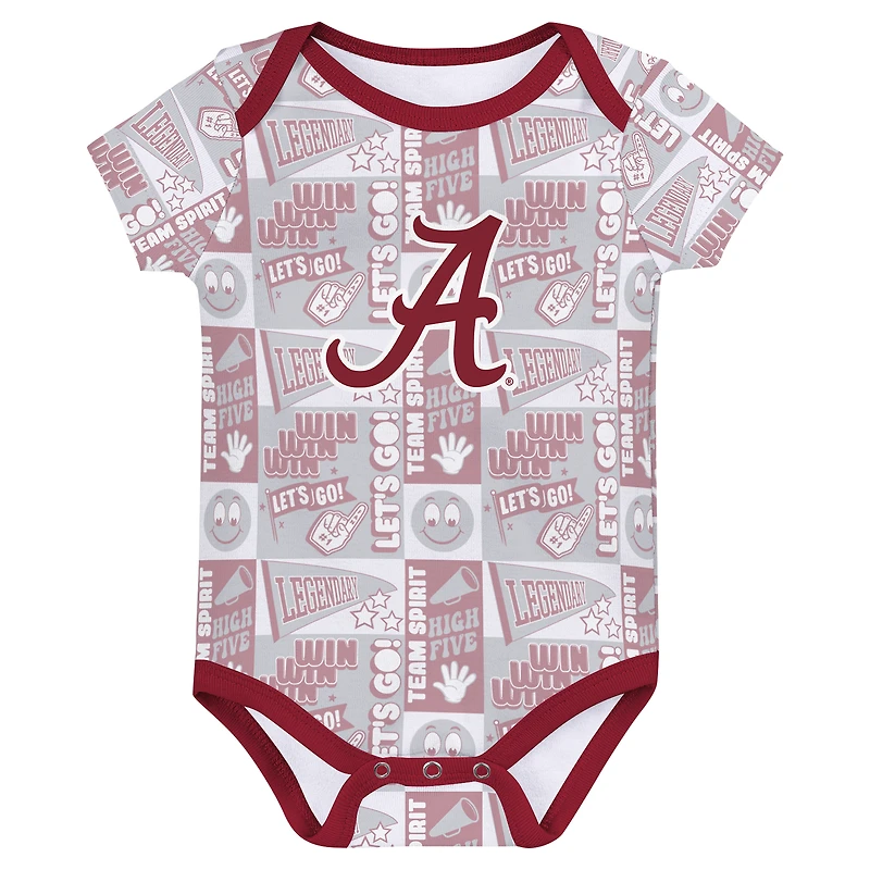 Lot de 3 bodies pour bébé Alabama Crimson Tide Sunday Comics